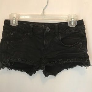 American eagle black denim distressed shorts